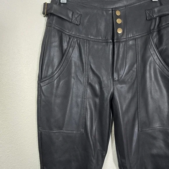 Young Fabulous & Broke Highrise Black Faux Leather Pants Straight Leg Size Small - Picture 5 of 10